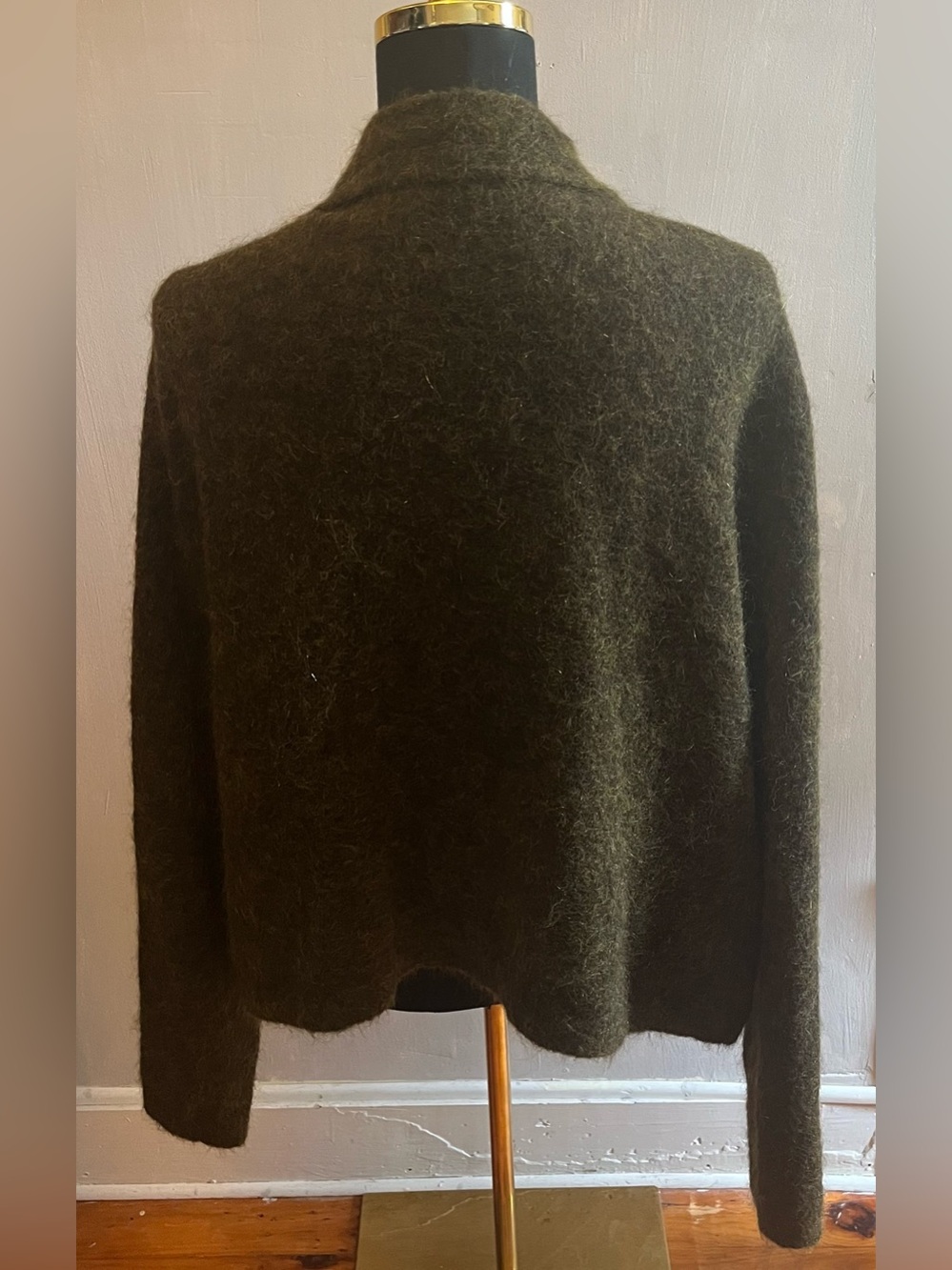 Eileen Fisher Mohair Plush Melange Cardigan Open Front Olive Green Size XL - Picture 5 of 12